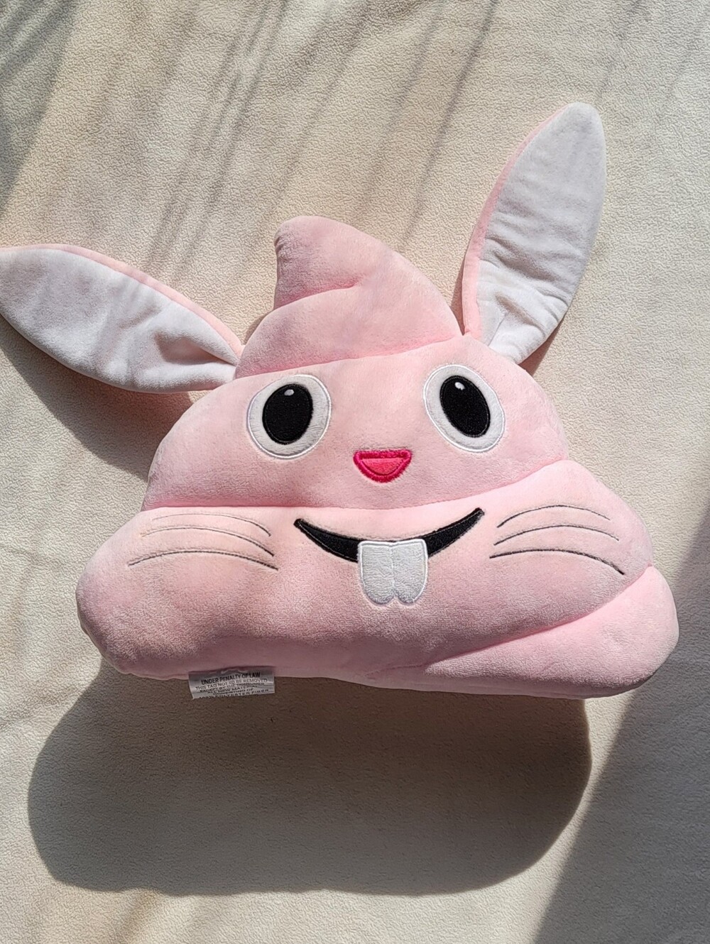 Emoji Pink Bunny Pillow for Kids - Soft Decorative Cushion